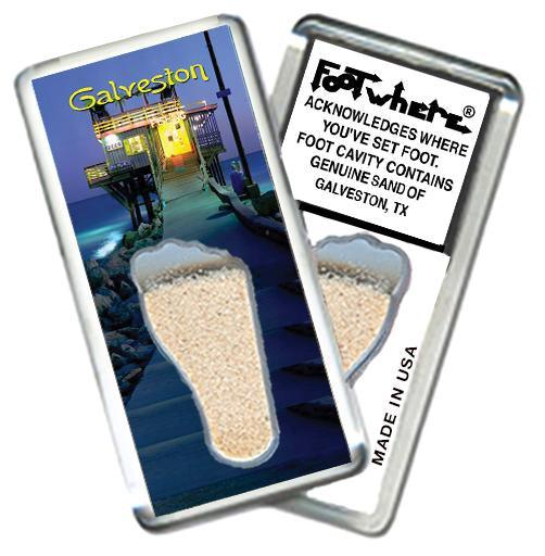 Galveston, TX FootWhere® Souvenir Fridge Magnet. Made in USA-FootWhere® Souvenirs