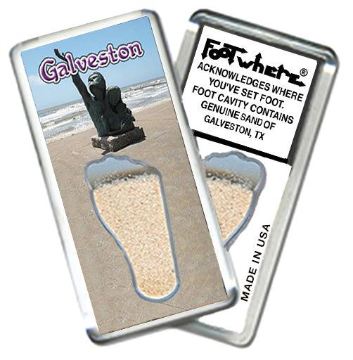 Galveston FootWhere® Souvenir Fridge Magnets. 6 Piece Set. Made in USA-FootWhere® Souvenirs