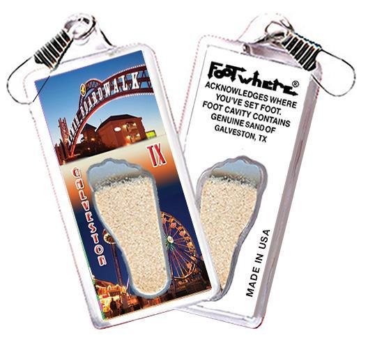 Galveston FootWhere® Souvenir Zipper-Pull. Made in USA-FootWhere® Souvenirs