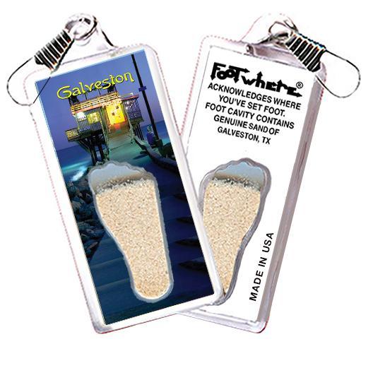 Galveston FootWhere® Souvenir Zipper-Pull. Made in USA-FootWhere® Souvenirs