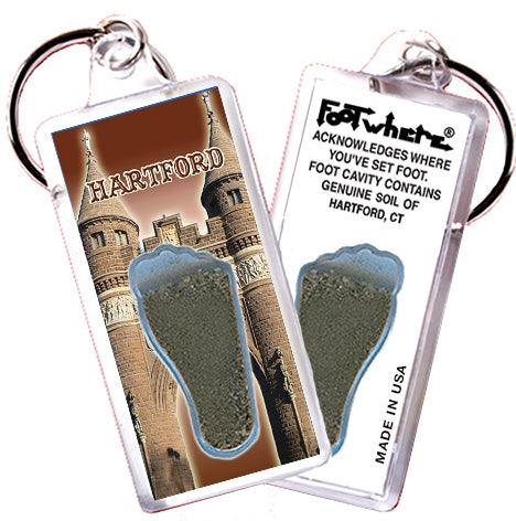 Hartford FootWhere® Souvenir Keychains. 6 Piece Set. Made in USA - FootWhere® Souvenir Shop