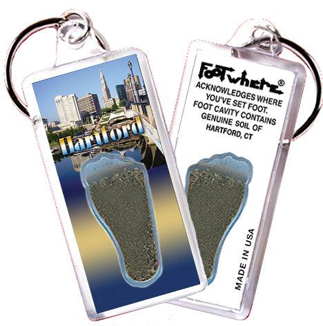 Hartford FootWhere® Souvenir Keychains. 6 Piece Set. Made in USA - FootWhere® Souvenir Shop