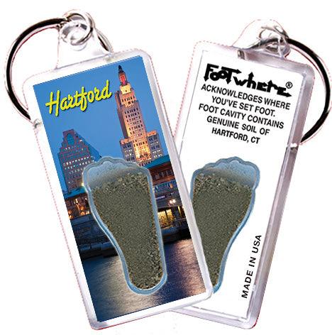 Hartford FootWhere® Souvenir Keychains. 6 Piece Set. Made in USA - FootWhere® Souvenir Shop