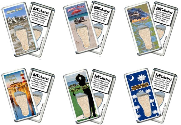 Hilton Head FootWhere® Souvenir Fridge Magnets. 6 Piece Set. Made in USA - FootWhere® Souvenir Shop