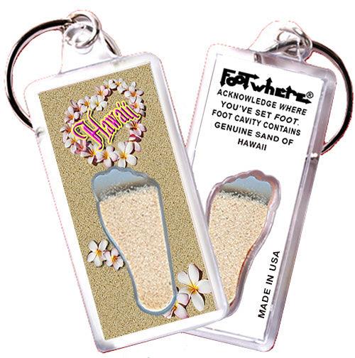 Hawaii FootWhere® Souvenir Keychains. 6 Piece Set. Made in USA - FootWhere® Souvenir Shop