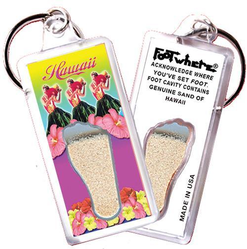 Hawaii FootWhere® Souvenir Keychain. Made in USA-FootWhere® Souvenirs
