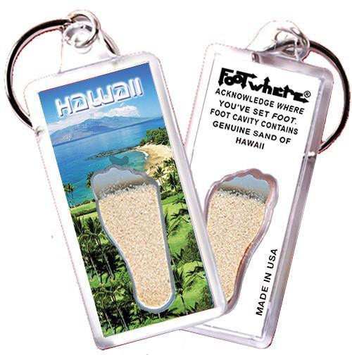 Hawaii FootWhere® Souvenir Keychain. Made in USA-FootWhere® Souvenirs