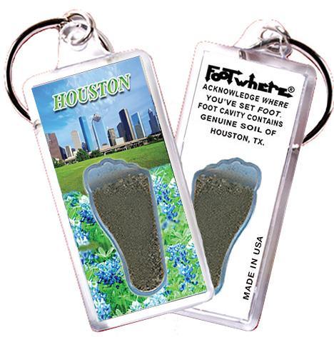 Houston FootWhere® Souvenir Key Chain. Made in USA-FootWhere® Souvenirs