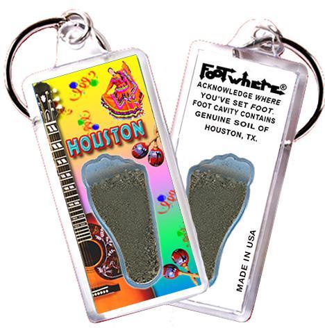 Houston FootWhere® Souvenir Key Chain. Made in USA-FootWhere® Souvenirs