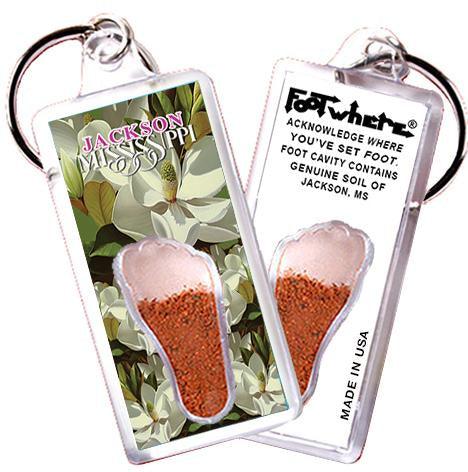 Jackson, MS FootWhere Souvenir Keychain. Made in USA-FootWhere Souvenirs