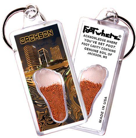 Jackson, MS FootWhere Souvenir Keychain. Made in USA-FootWhere Souvenirs