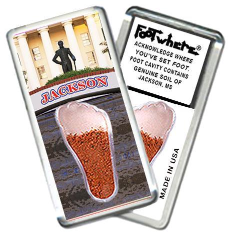 Jackson, MS FootWhere® Souvenir Magnet. Made in USA-FootWhere® Souvenirs