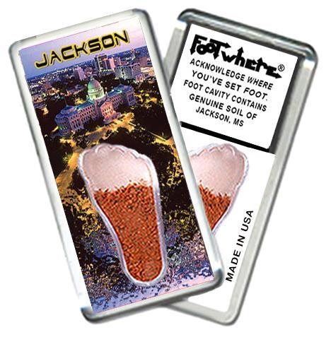Jackson, MS FootWhere® Souvenir Magnet. Made in USA-FootWhere® Souvenirs