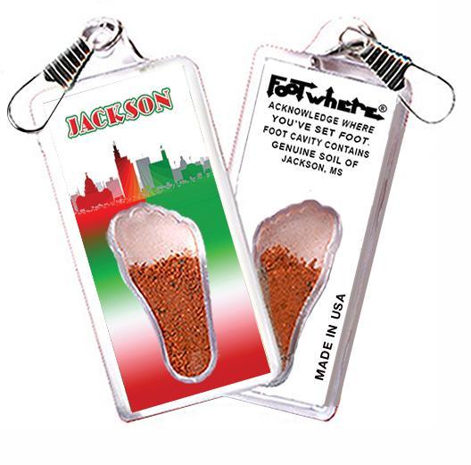 Jackson, MS FootWhere® Souvenir Zipper-Pull. Made in USA-FootWhere® Souvenirs