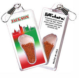 Jackson, MS FootWhere® Souvenir Zipper-Pull. Made in USA-FootWhere® Souvenirs