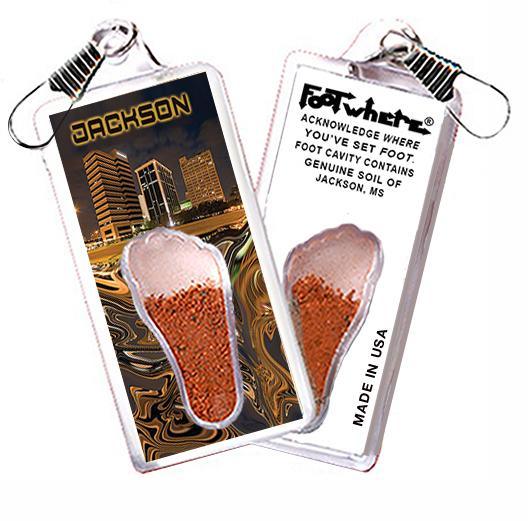 Jackson, MS FootWhere® Souvenir Zipper-Pull. Made in USA-FootWhere® Souvenirs