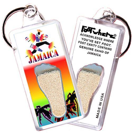 Jamaica FootWhere® Souvenir Keychain. Made in USA-FootWhere® Souvenirs