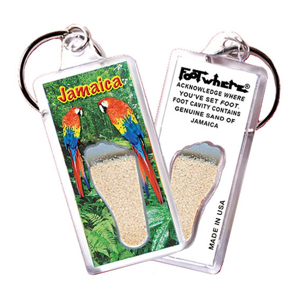 Jamiaca FootWhere® Souvenir Keychains. 6 Piece Set. Made in USA - FootWhere® Souvenir Shop