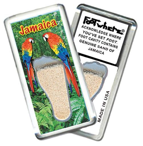 Jamaica FootWhere® Souvenir Fridge Magnet. Made in USA-FootWhere® Souvenirs