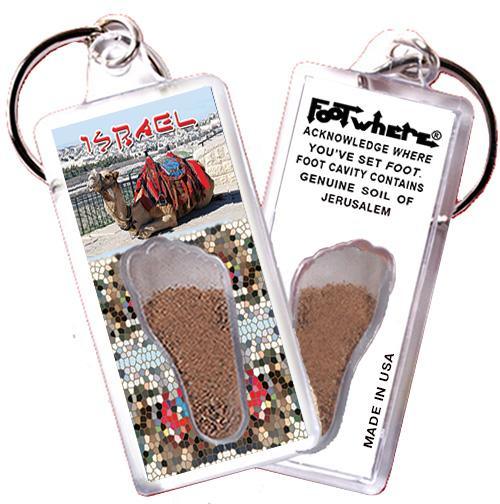 Jerusalem FootWhere® Souvenir Keychain. Made in USA-FootWhere® Souvenirs