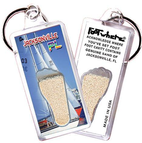 Jacksonville FootWhere® Souvenir Key Chain. Made in USA-FootWhere® Souvenirs