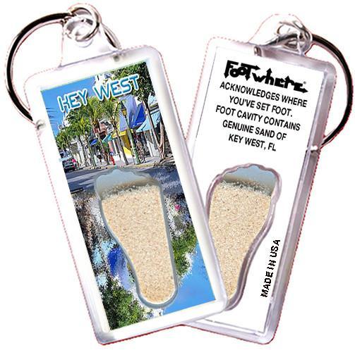 Key West, FL FootWhere® Souvenir Keychain. Made in USA-FootWhere® Souvenirs