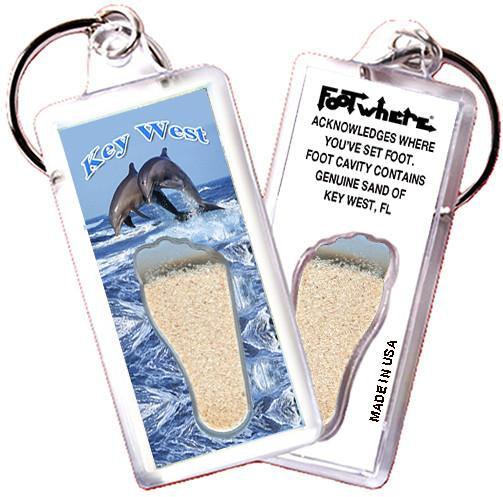 Key West, FL FootWhere® Souvenir Keychain. Made in USA-FootWhere® Souvenirs