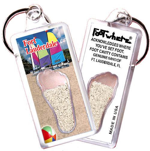 Fort Lauderdale FootWhere® Souvenir Keychains 6 Piece Set. Made in USA-FootWhere® Souvenirs