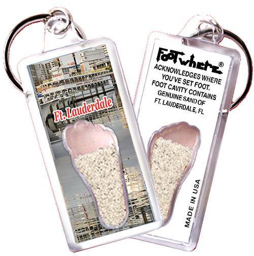 Fort Lauderdale FootWhere® Souvenir Key Chain. Made in USA-FootWhere® Souvenirs