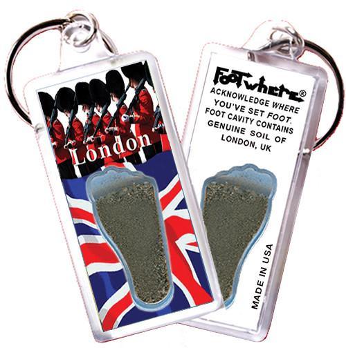 London, UK FootWhere® Souvenir Key Chain. Made in USA-FootWhere® Souvenirs