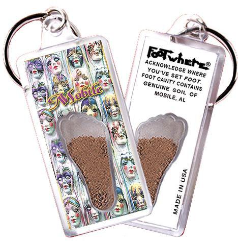 Mobile, AL FootWhere® Souvenir Key Chain. Made in USA-FootWhere® Souvenirs