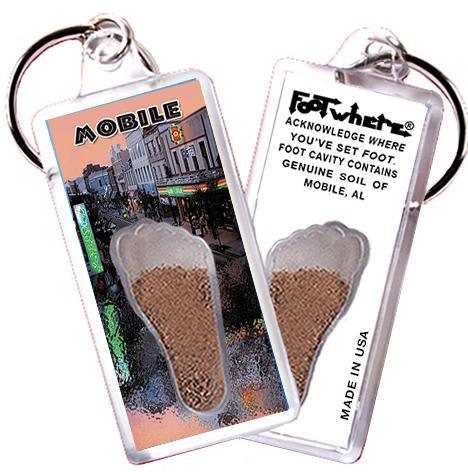 Mobile, AL FootWhere® Souvenir Key Chain. Made in USA-FootWhere® Souvenirs