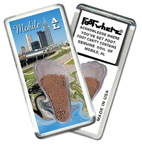 Mobile, AL FootWhere® Souvenir Fridge Magnet. Made in USA-FootWhere® Souvenirs