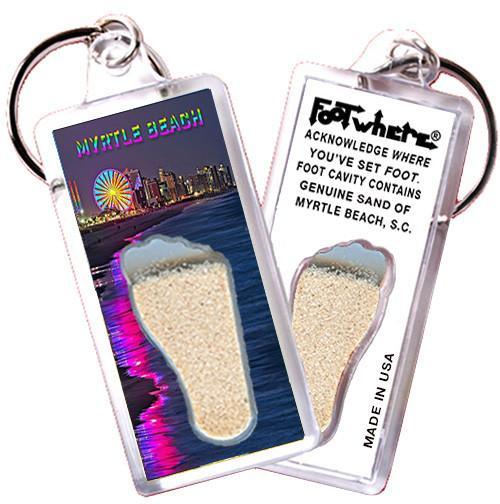 Myrtle Beach FootWhere® Souvenir Key Chain. Made in USA-FootWhere® Souvenirs
