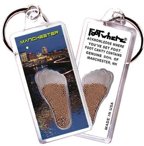Manchester FootWhere® Souvenir Keychain. Made in USA-FootWhere® Souvenirs