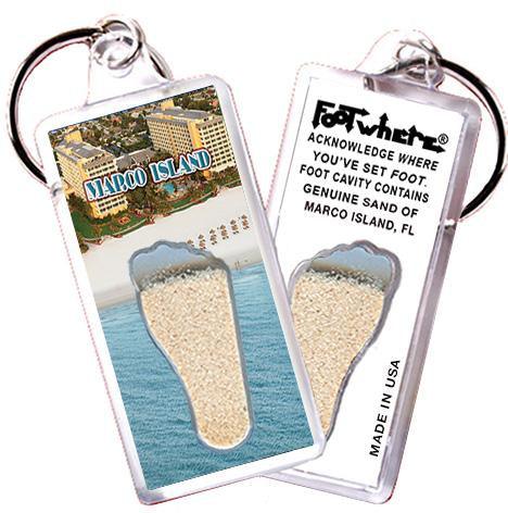 Marco Island FootWhere® Souvenir Key Chain. Made in USA-FootWhere® Souvenirs