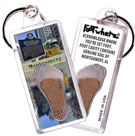 Montgomery, AL FootWhere® Souvenir Key Chain. Made in USA-FootWhere® Souvenirs