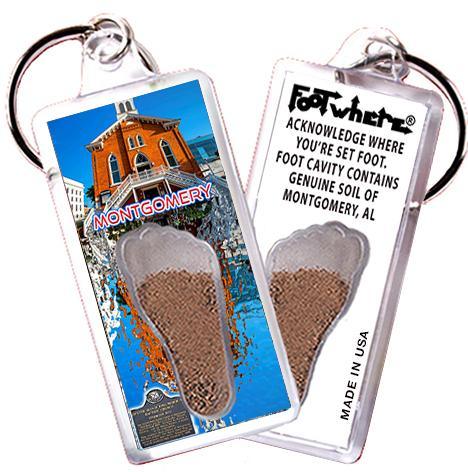 Montgomery, AL FootWhere® Souvenir Key Chain. Made in USA-FootWhere® Souvenirs