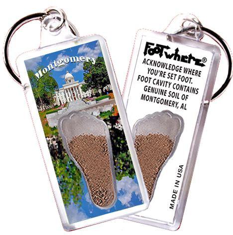 Montgomery, AL FootWhere® Souvenir Key Chain. Made in USA-FootWhere® Souvenirs