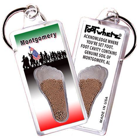 Montgomery, AL FootWhere® Souvenir Key Chain. Made in USA-FootWhere® Souvenirs