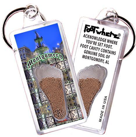 Montgomery, AL FootWhere® Souvenir Key Chain. Made in USA-FootWhere® Souvenirs