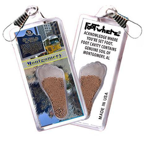 Montgomery, AL FootWhere® Souvenir Zipper-Pull. Made in USA-FootWhere® Souvenirs