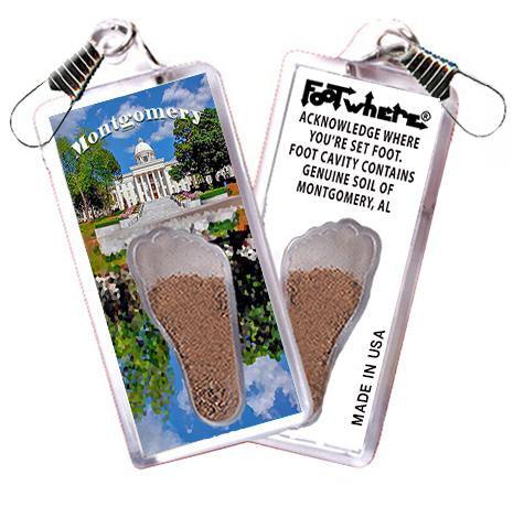 Montgomery, AL FootWhere® Souvenir Zipper-Pull. Made in USA-FootWhere® Souvenirs