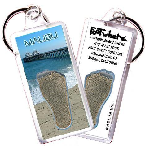 Malibu FootWhere® Souvenir Keychain. Made in USA-FootWhere® Souvenirs