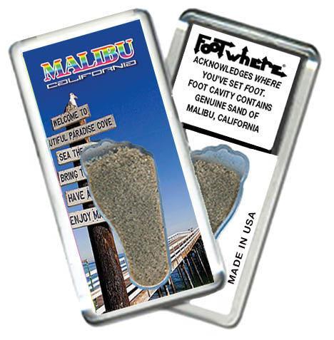 Malibu FootWhere® Souvenir Fridge Magnet. Made in USA-FootWhere® Souvenirs