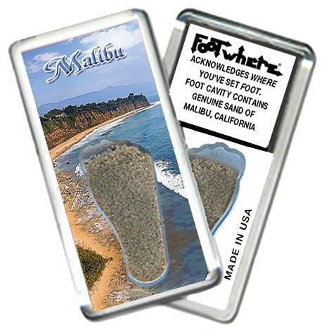 Malibu FootWhere® Souvenir Fridge Magnet. Made in USA-FootWhere® Souvenirs