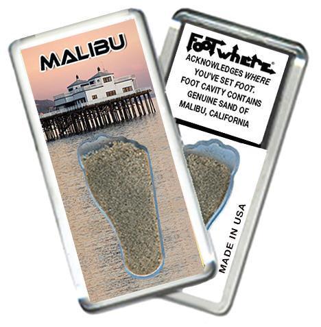 Malibu FootWhere® Souvenir Fridge Magnet. Made in USA-FootWhere® Souvenirs