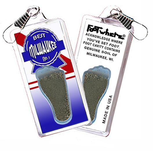 Milwaukee FootWhere® Souvenir Zipper-Pull. Made in USA-FootWhere® Souvenirs