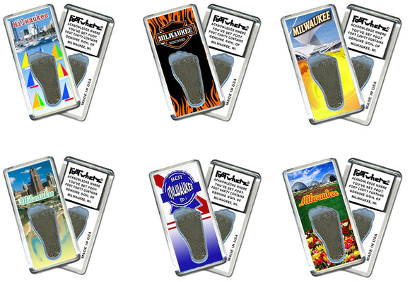 Milwaukee FootWhere® Souvenir Fridge Magnets. 6 Piece Set. Made in USA - FootWhere® Souvenir Shop