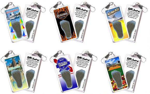 Milwaukee FootWhere® Souvenir Zipper-Pulls. 6 Piece Set. Made in USA - FootWhere® Souvenir Shop